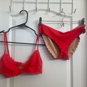 Coral Scalloped Women's Swim Suit